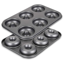 Sturdy Nonstick Doughnut Pans for Baking, 6 Cavity Bagels Donut Molds, Carbon Steel Donut Biscuit Cake Mold Baking Maker Tray